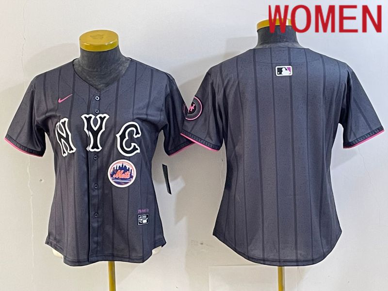 Women New York Mets Blank Black City Edition 2024 Nike MLB Jersey style 2->women mlb jersey->Women Jersey